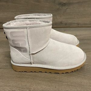 UGG | Classic Mini Ugg Rubber Logo Boots Feather